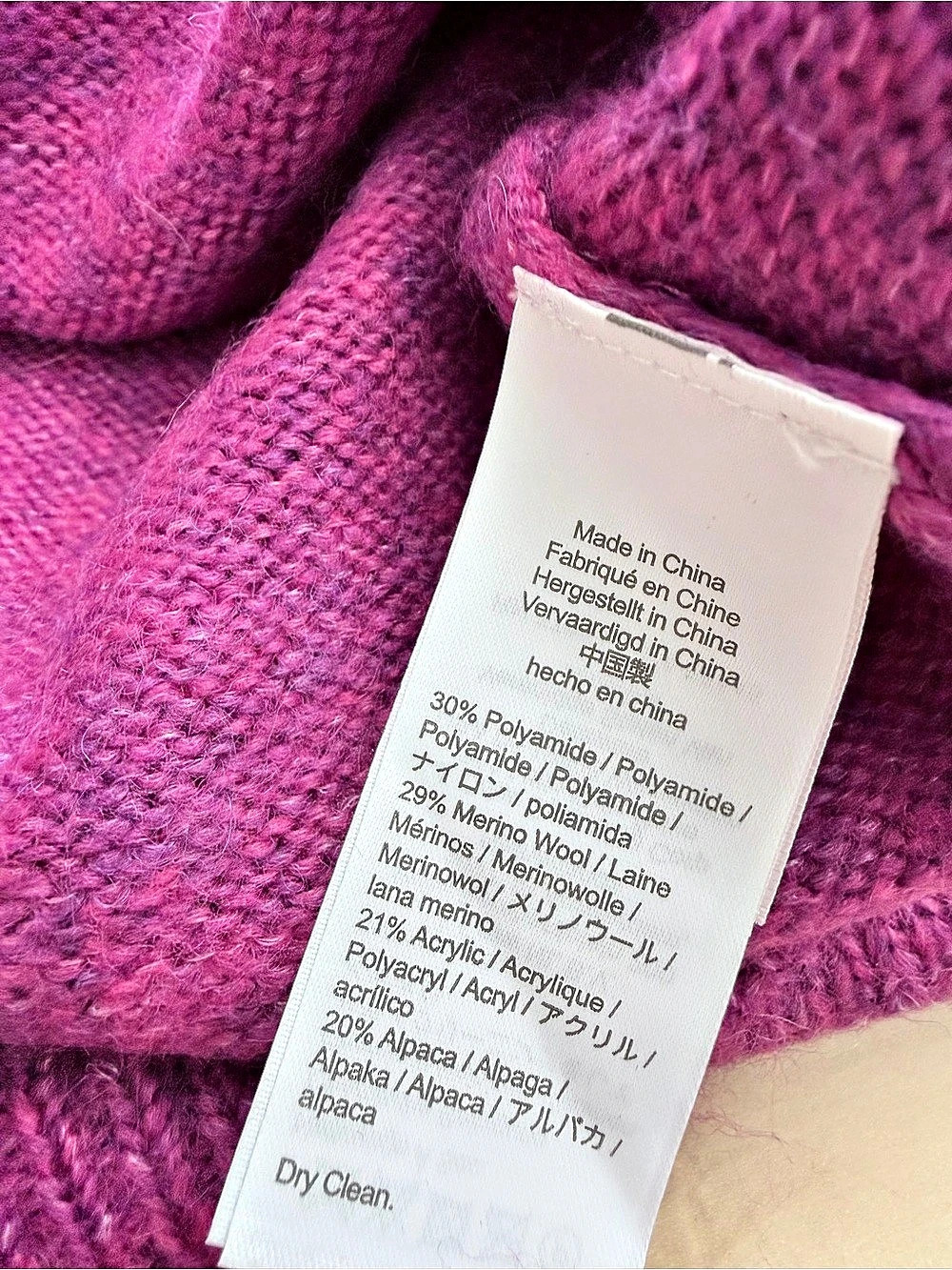 J. Crew Merino wool Alpaca-blend crewneck sweater Heather royal fuchsia L NWT - Picture 4 of 7